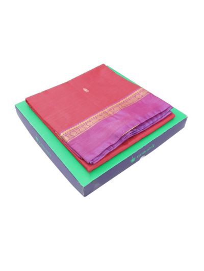 Kanmanie Vazhainaar Pattu Coral Pink Lavender Butta Saree