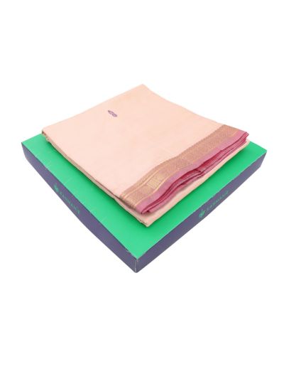 Kanmanie Vazhainaar Pattu Peach Wine Maroon Butta Saree