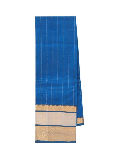 Gracecharm Elegant Chirala Cotton Gadwal Blue Striped Design with Border Saree