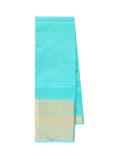 Gracecharm Elegant Chirala Gadwal Cotton Turquoise Blue Checked Design with Border Saree