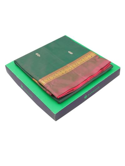 Kanmanie Vazhainaar Pattu Floral Butta Zari Medallion Border Saree