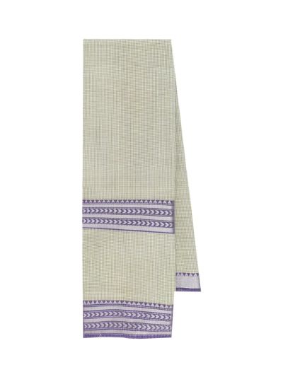 Gracecharm Elegant Chirala Gadwal Cotton Olive Green Checked Design with Border Saree