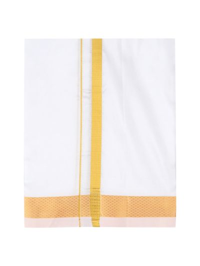 Men’s Traditional White  Pure Mix Silk Dhoti