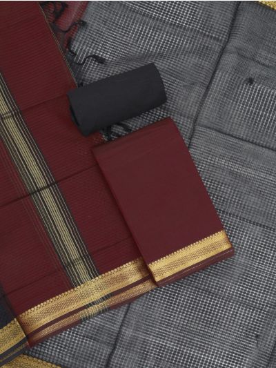 Graceful Essence Mangalagiri Cotton Plain with Geometric Zari Border Dress Material