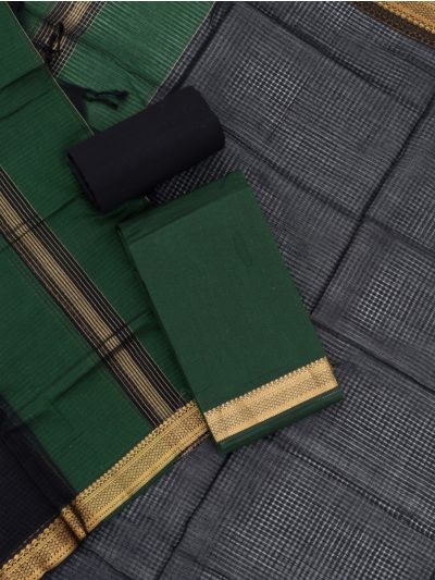 Graceful Essence Mangalagiri Cotton Plain with Geometric Zari Border Dress Material