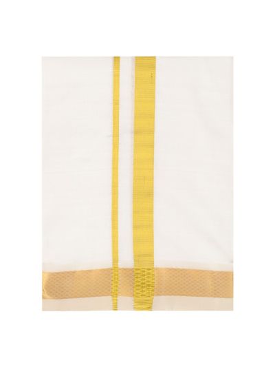 Men’s Off White Traditional Pure Silk Dhoti