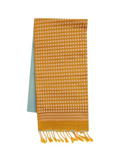 Gracecharm Art Soft Silk Fine Stripe with Geometric Square Pallu Saree