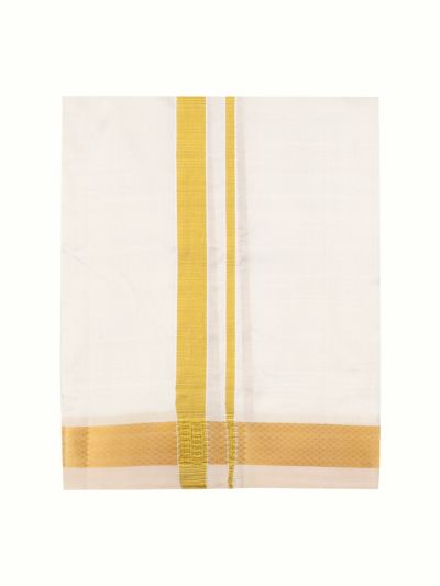 Men’s Traditional White Pure Silk Dhoti Off White