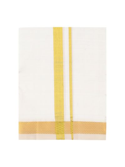 Men’s Traditional White Pure Silk Dhoti Off White color