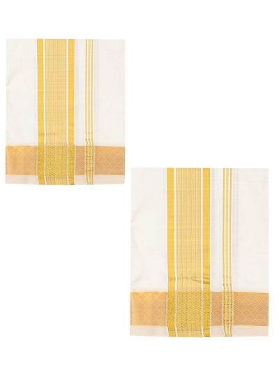Men’s Traditional Off White color Pure Silk Dhoti and Angavastram