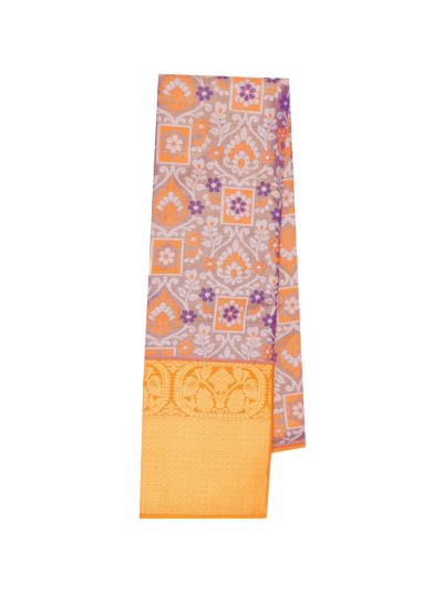 Kanmanie Emerald Glow Pure Silk Floral Jaal Brocade Pattu Pavadai Material