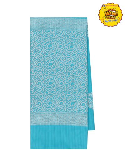 Gracecharm Art Soft Silk Cyan Blue Floral Butta with Diagonal Geometric Pallu wow Saree