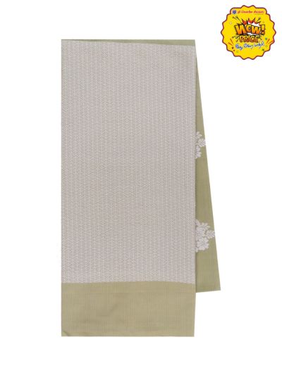 Gracecharm Art Soft Silk Olive Green Floral Butta with Diagonal Geometric Pallu wow Saree