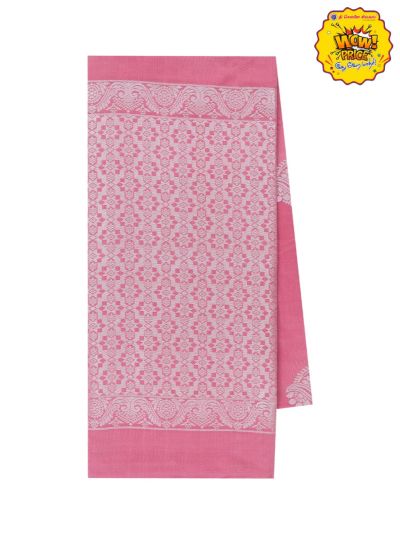 Gracecharm Art Soft Silk Salmon pink Floral Butta with Diagonal Geometric Pallu wow Saree