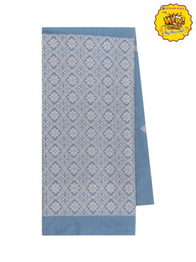 Gracecharm Art Soft Silk Teal blue Floral Butta with Diagonal Geometric Pallu wow Saree