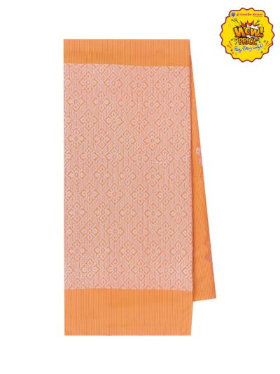 Gracecharm Art Soft Silk Light Orange Floral Butta with Diagonal Geometric Pallu wow Saree