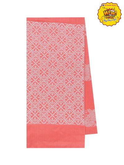 Gracecharm Art Soft Silk Gorgeous Peach Floral Butta with Diagonal Geometric Pallu wow Saree
