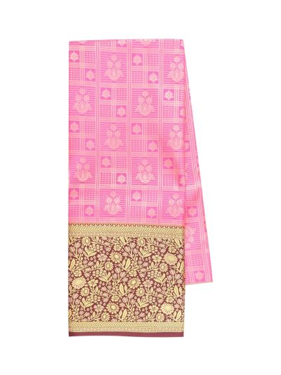 Gracecharm Emerald Glow Barbie pink Art Silk Traditional Pattu Pavadai Material