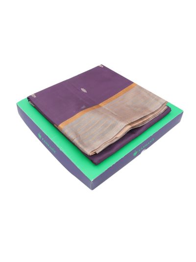 Kanmanie Vazhainaar Pattu Mulberry Zari Butta Contrast Pallu Saree
