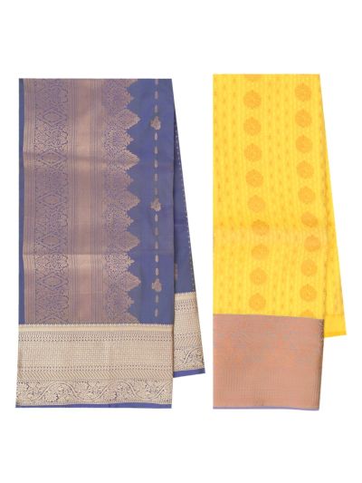 Gracecharm Emerald Glow yellow Art Silk Girls Pavadai Dhavani Material Set