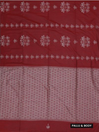 Kanmanie Softy Silk Deep Maroon Floral Diamond Pallu Saree