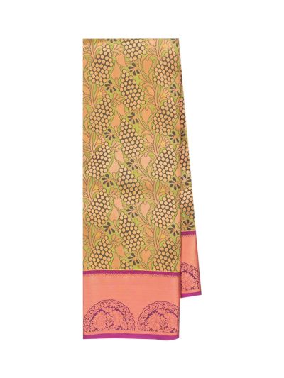 Gracecharm Olive Green Gift Art Silk Floral Jacquard with Geometric Pallu Saree