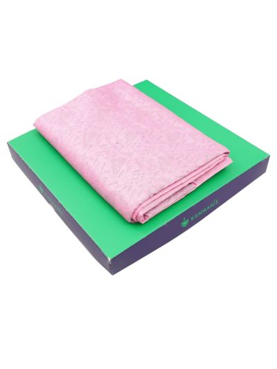 Kanmanie Softy Silk Pastel Pink Leaf Geometric Pallu Saree