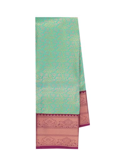 Gracecharm Aqua Marine Gift Art Silk Floral Jacquard with Geometric Pallu Saree