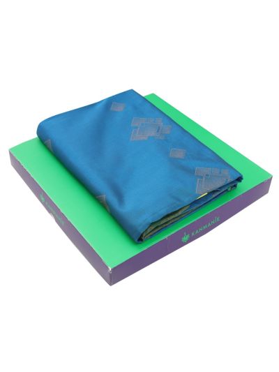 Kanmanie Softy Silk Royal Blue Geometric Green Pallu Saree