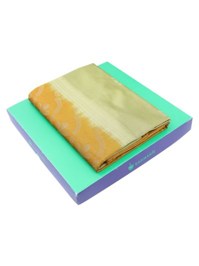 Kanmanie Softy Silk Pista Floral Butta Mustard Pallu Saree