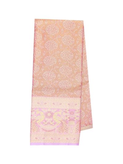 Gracecharm Pure Silk Floral Jaal Peacock Brocade Pattu Pavadai Material