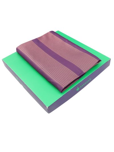 Kanmanie Softy Silk Royal Purple Zari Stripe Pallu Saree