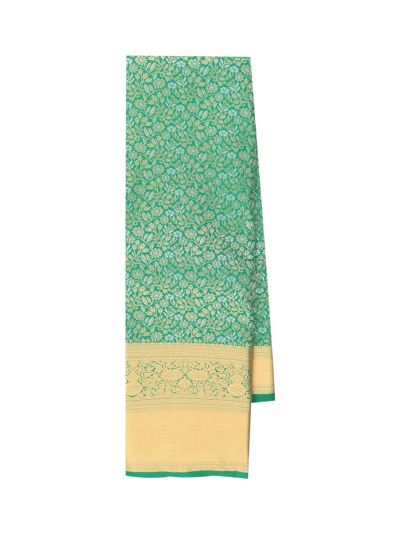 Gracecharm Gift Art Silk Green Floral Jacquard with Geometric Pallu Saree