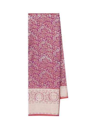 Gracecharm Gift Art Silk Purple Floral Jacquard with Geometric Pallu Saree