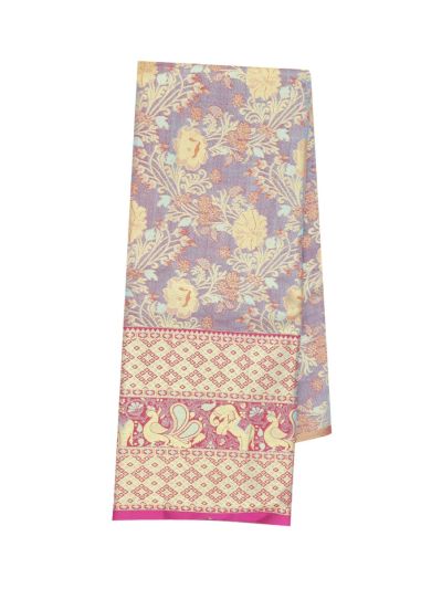 Gracecharm Pure Silk Floral Jaal Peacock Elephant Brocade Pattu Pavadai Material