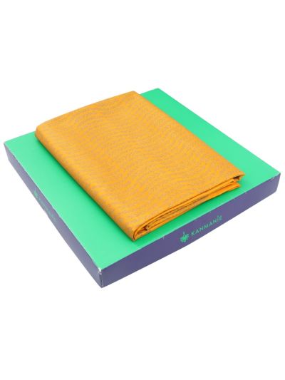 Kanmanie Softy Silk Marigold Yellow Diamond Butta Zari Pallu Saree