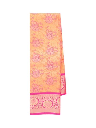 Gracecharm Orange color Gift Art Silk Floral Jacquard with Geometric Pallu Saree