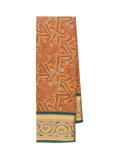 Gracecharm Burnt orange Gift Art Silk Floral Jacquard with Geometric Pallu Saree