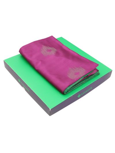 Kanmanie Softy Silk Magenta Diamond Butta Emerald Pallu Saree