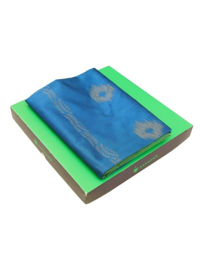 Kanmanie Softy Silk Royal Blue Diamond Butta Green Pallu Saree
