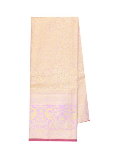 Gracecharm Pure Silk Floral Jaal Peacock Brocade Pattu Pavadai Material