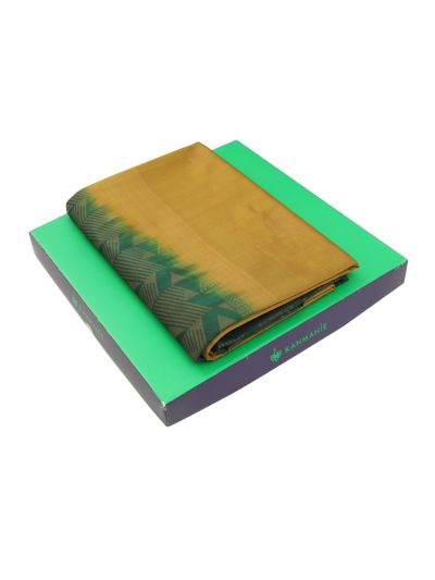Kanmanie Softy Silk Mustard Geometric Butta Green Pallu Saree