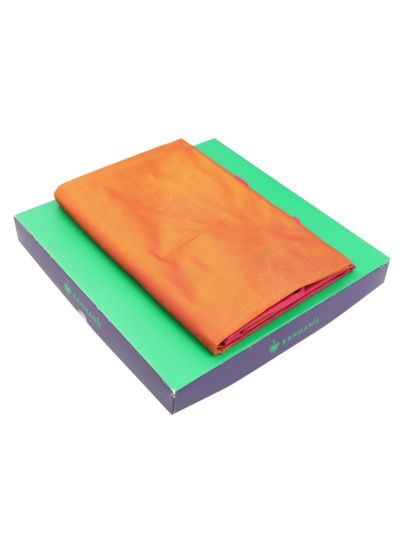 Kanmanie Softy Silk Tangerine Floral Butta Pink Pallu Saree