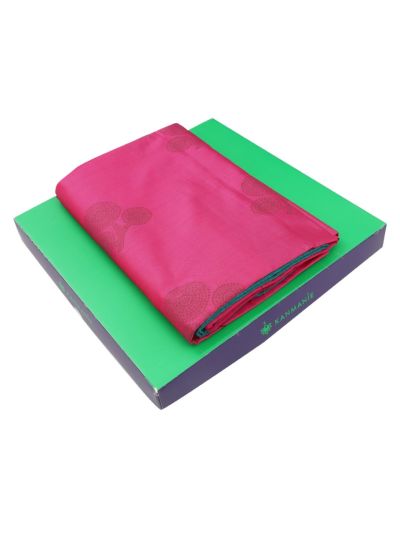 Kanmanie Softy Silk Rani Pink Medallion Butta Teal Pallu Saree