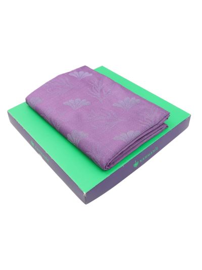 Kanmanie Softy Silk Lavender Leaf Butta Zari Pallu Saree