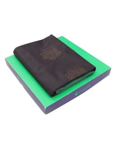 Kanmanie Softy Silk Black Floral Butta Green Pallu Saree