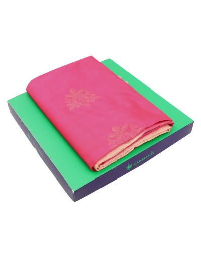 Kanmanie Softy Silk Rani Pink Floral Butta Peach Pallu Saree