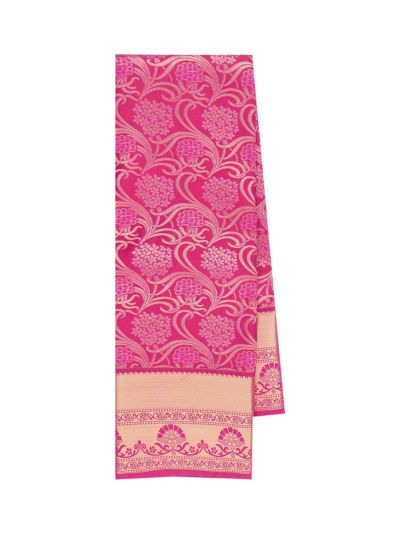 Gracecharm Gift Art Silk Floral Jacquard with Geometric Pallu Magenta Saree