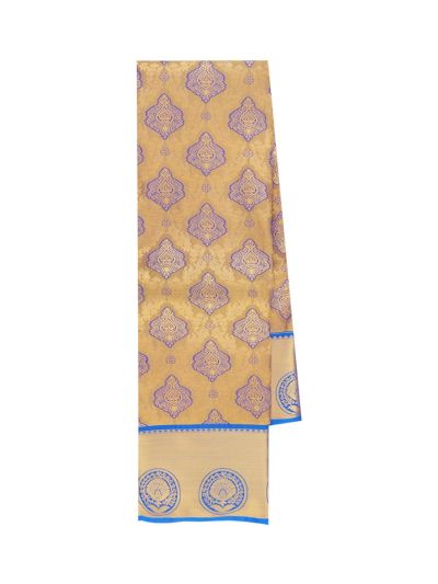Gracecharm beige yellow Gift Art Silk Floral Jacquard with Geometric Pallu Saree
