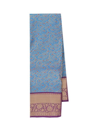 Gracecharm Royal blue Gift Art Silk Floral Jacquard with Geometric Pallu Saree